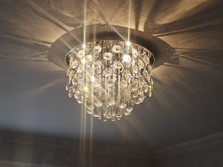 Lámpara Techo Cristal Plata Redonda