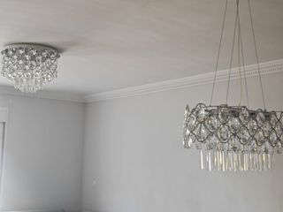 Lámpara Techo Cristal Plata Redonda