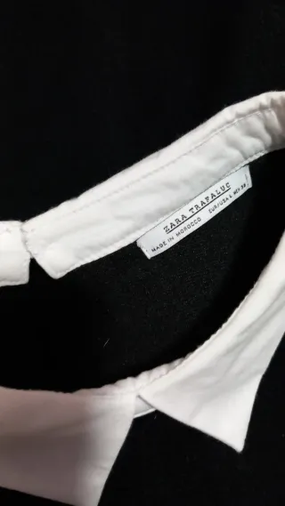 Vestido Zara negro cuello camisero talla L