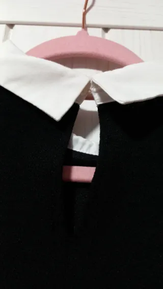 Vestido Zara negro cuello camisero talla L