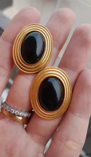 Orecchini vintage ovali acciaio pietra finta