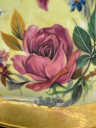 Bandeja porcelana M&Z Holandés flores dorada