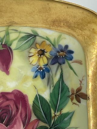 Bandeja porcelana M&Z Holandés flores dorada