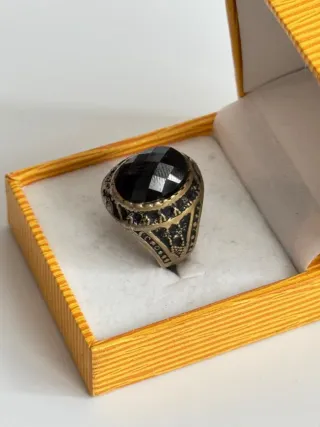 Anillo Plata 925 Piedra Negra