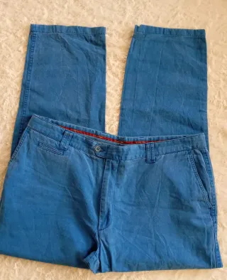 Pantalón Lino Emidio Tucci Talla 52 Azul