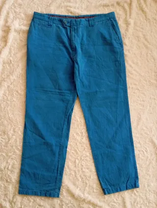 Pantalón Lino Emidio Tucci Talla 52 Azul