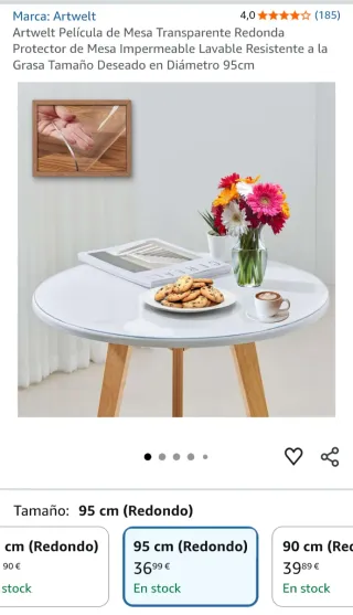 Protector plástico mesa redonda 95cm
