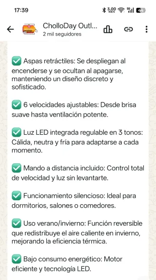 Ventilador de Techo WE Home con Luz