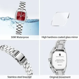 Reloj SAPPHIRO Mujer Rojo y Plateado