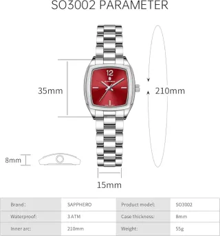 Reloj SAPPHIRO Mujer Rojo y Plateado