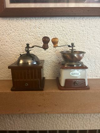 Molinillos de café retro madera y cerámica