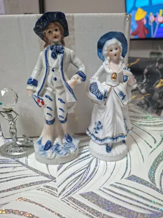 Set statuette musicista e cane cristallo