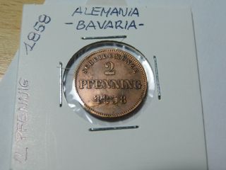 Moneda 2 Pfennig Alemania 1858