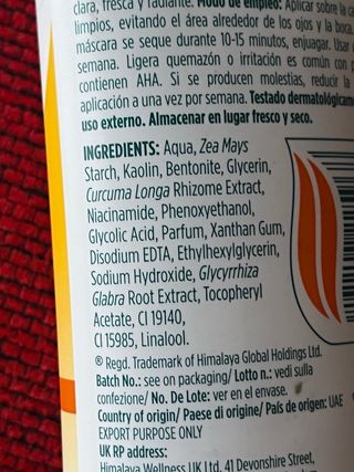 Mascarilla Facial Curcuma Himalaya