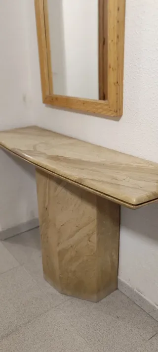 recibidor mesa consola marmol travertino
