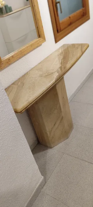 recibidor mesa consola marmol travertino