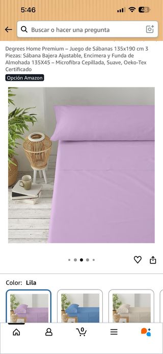 Juego Sábanas 135x190 cm Lila Microfibra