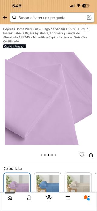 Juego Sábanas 135x190 cm Lila Microfibra