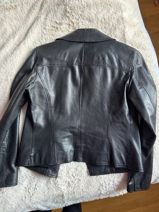 Chaqueta Piel Negra Massimo Dutti Talla M