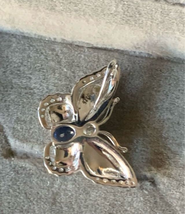 Colgante Plata Zafiro Natural Mariposa