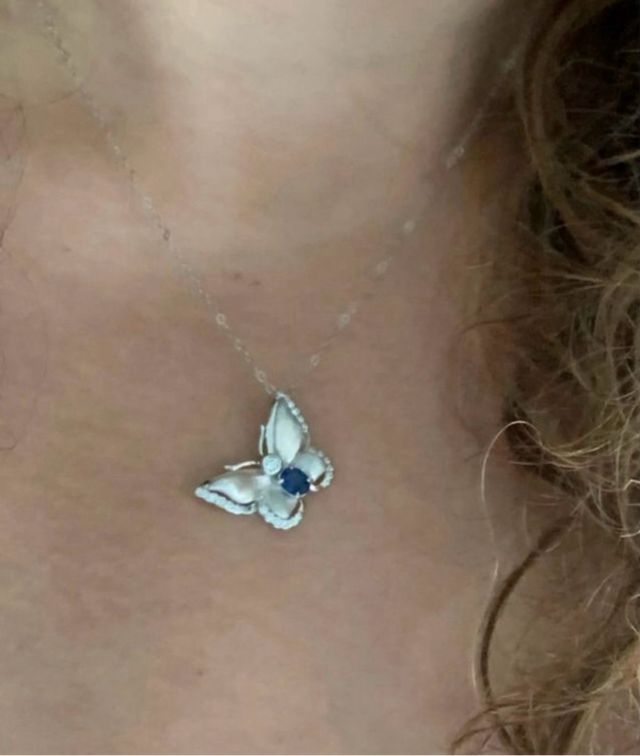 Colgante Plata Zafiro Natural Mariposa