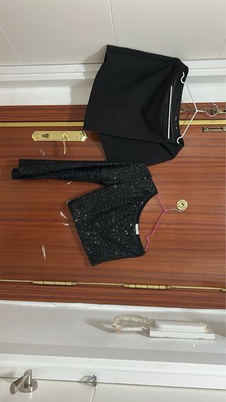 Conjunto verde top y falda