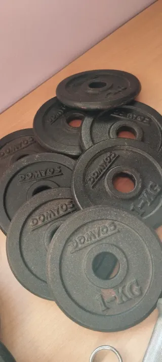 Mancuernas y discos de pesas