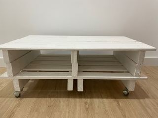 Mesa Palet Blanca con Ruedas