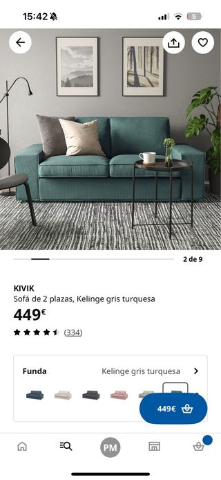 Sofá KIVIK 2 plazas verde turquesa