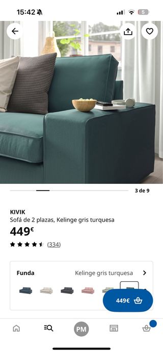 Sofá KIVIK 2 plazas verde turquesa