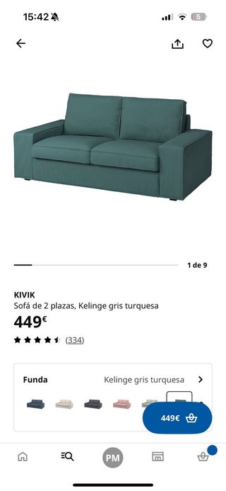 Sofá KIVIK 2 plazas verde turquesa