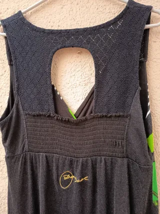 Vestido largo Desigual floral negro y verde