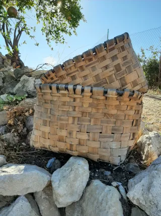 Cesto antiguo panadero tejido a mano