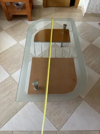 Mesa de centro cristal y madera