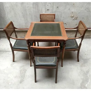 Mesa de juego inglesa + 4 sillas rejilla