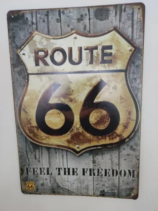 Cartel Metálico Route 66 Vintage