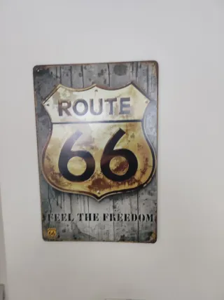 Cartel Metálico Route 66 Vintage