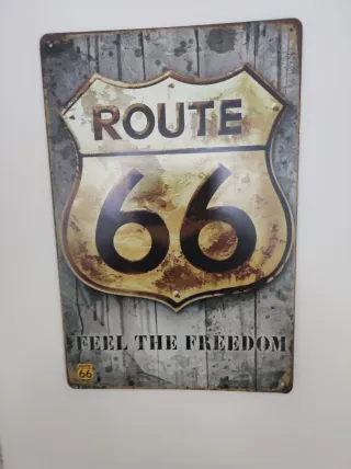 Cartel Metálico Route 66 Vintage
