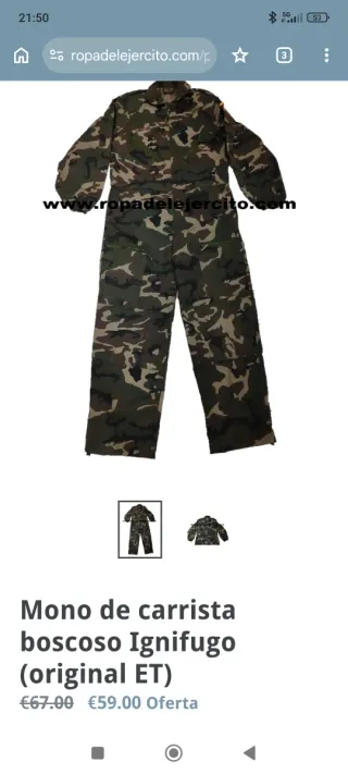 Traje ignífugo camuflaje militar