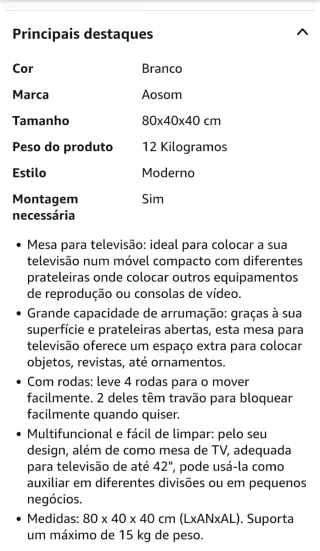 Mueble TV blanco con ruedas