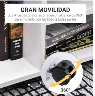 Mueble TV blanco con ruedas
