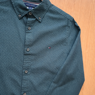 Camisa Tommy Hilfiger M Verde Oscuro Estampada