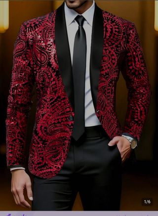 Traje de Fiesta Lentejuelas Shein Rojo/Negro XL