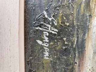 Quadro a olio con uomo e mucche