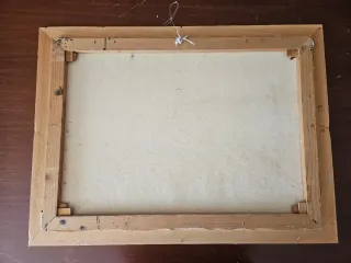 Quadro a olio con uomo e mucche