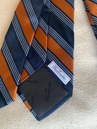 Corbata Façonnable SEDA Rayas AZUL y NARANJA 155cm