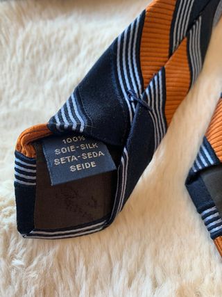 Corbata Façonnable SEDA Rayas AZUL y NARANJA 155cm