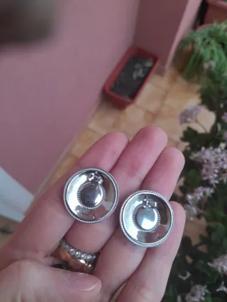 Orecchini vintage acciaio con agata nera