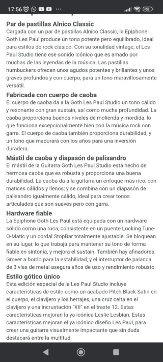 Guitarra Eléctrica Epiphone Les Paul Studio Gothic