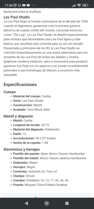 Guitarra Eléctrica Epiphone Les Paul Studio Gothic